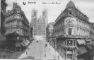 Église et Rue Sainte Gudule, Bruxelles, carte postale historique
