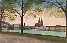 Hohenzollernbrücke und Dom, Köln an Rhein - historische Ansichtskarte  
